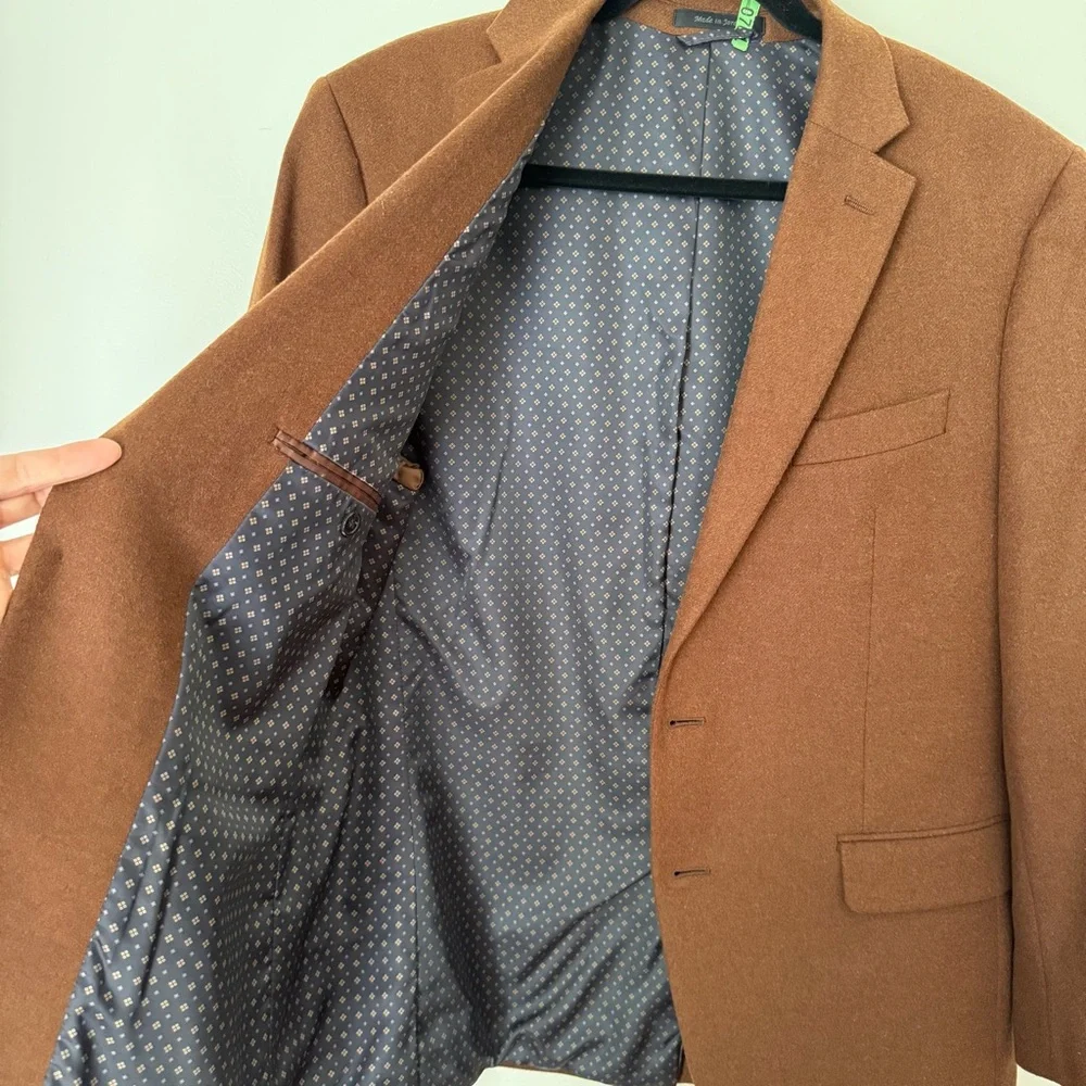 Ralph Lauren Wool Silk Cashmere Blend Blazer Jacket Coat Camel 42R